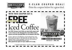 Bruegger's Free Iced Coffee Coupon June 21 2012